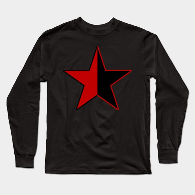 Red And Black Star - AnCom, Anarchist, Socialist, Leftist, Communist, Libertarian Socialist Long Sleeve T-Shirt by SpaceDogLaika